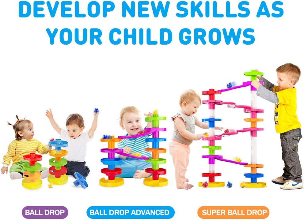 Children playing with WEofferwhatYOUwant ball-drop tower toys